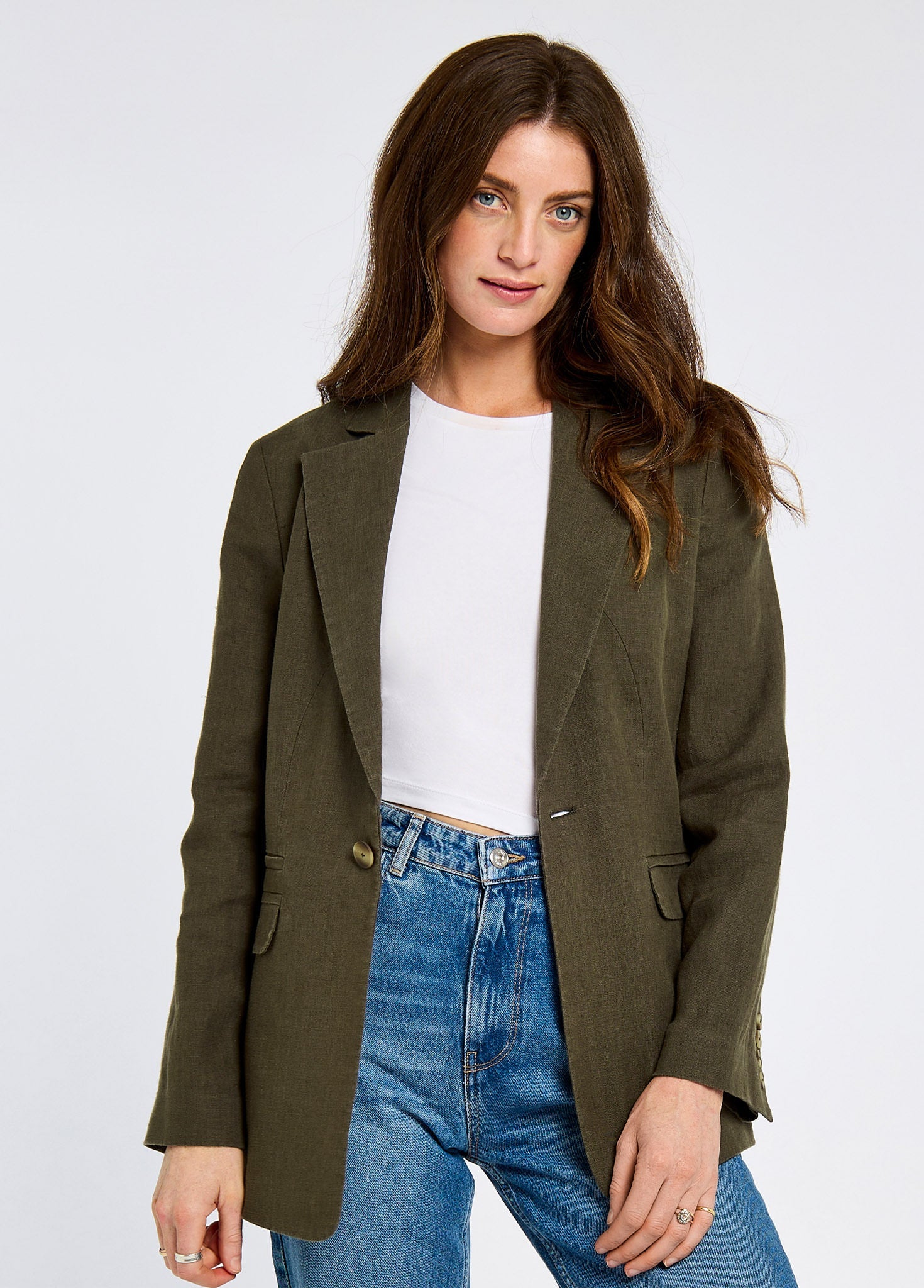 Avonlea Leinen-Blazer - Khaki