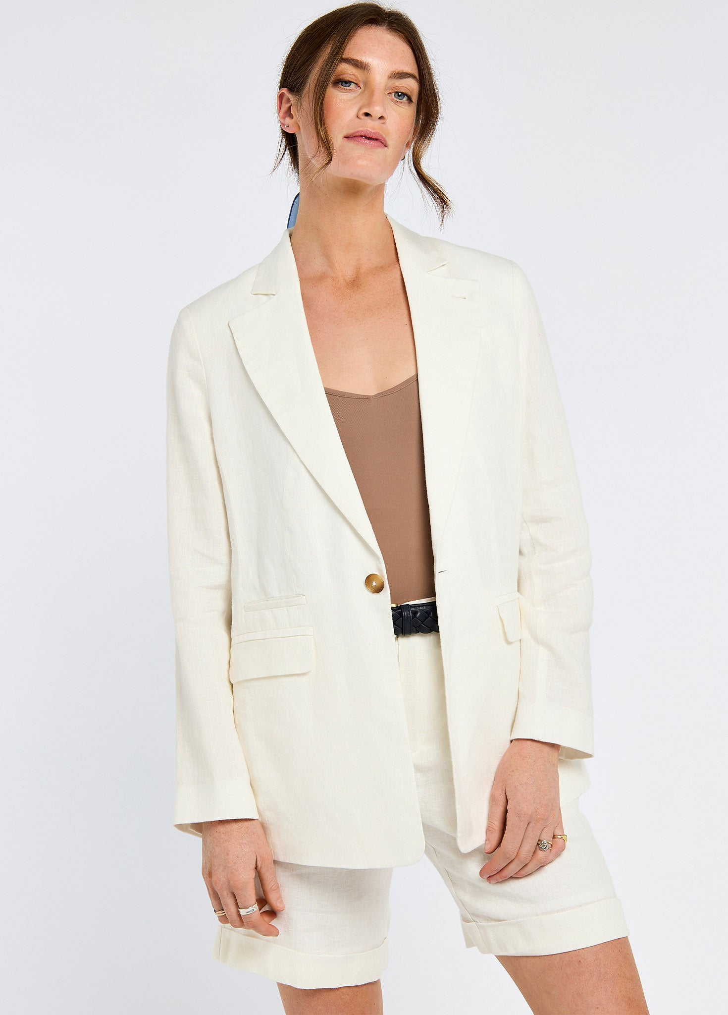 Avonlea Leinen-Blazer - White