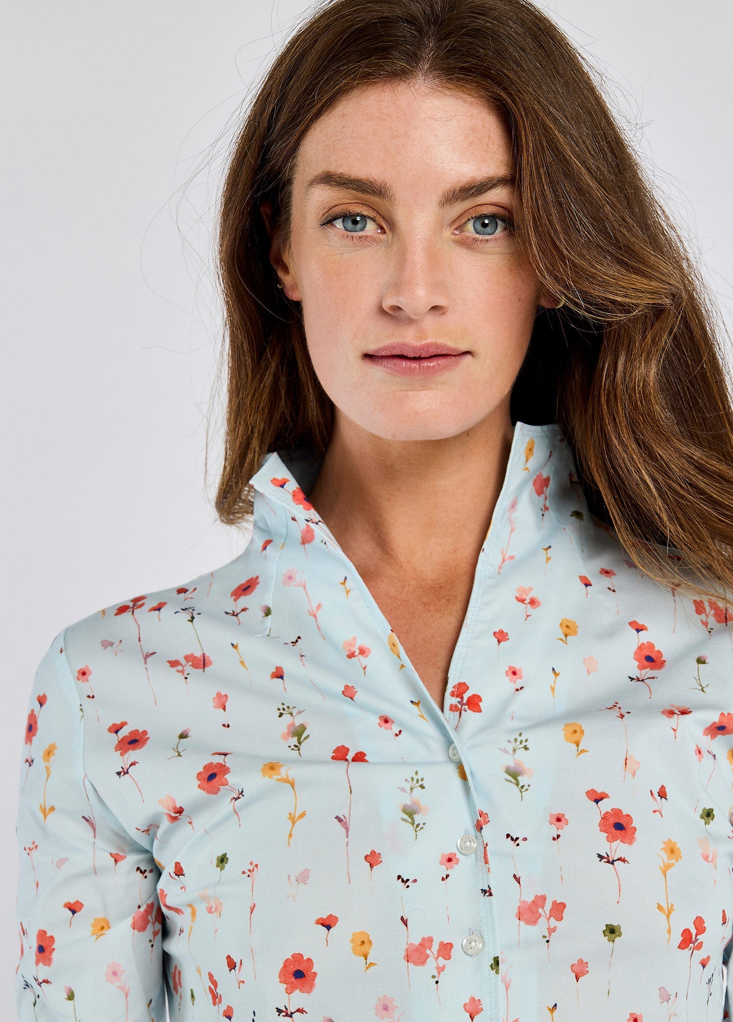 Fuchsia Bluse mit Motiv - Pale Blue