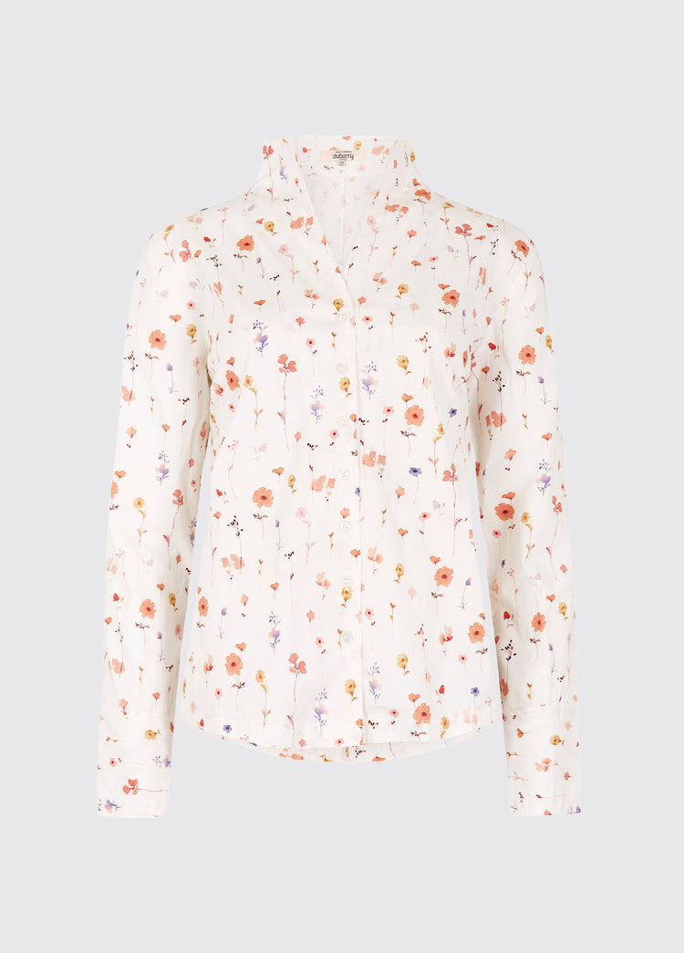 Fuchsia Bluse mit Motiv - White