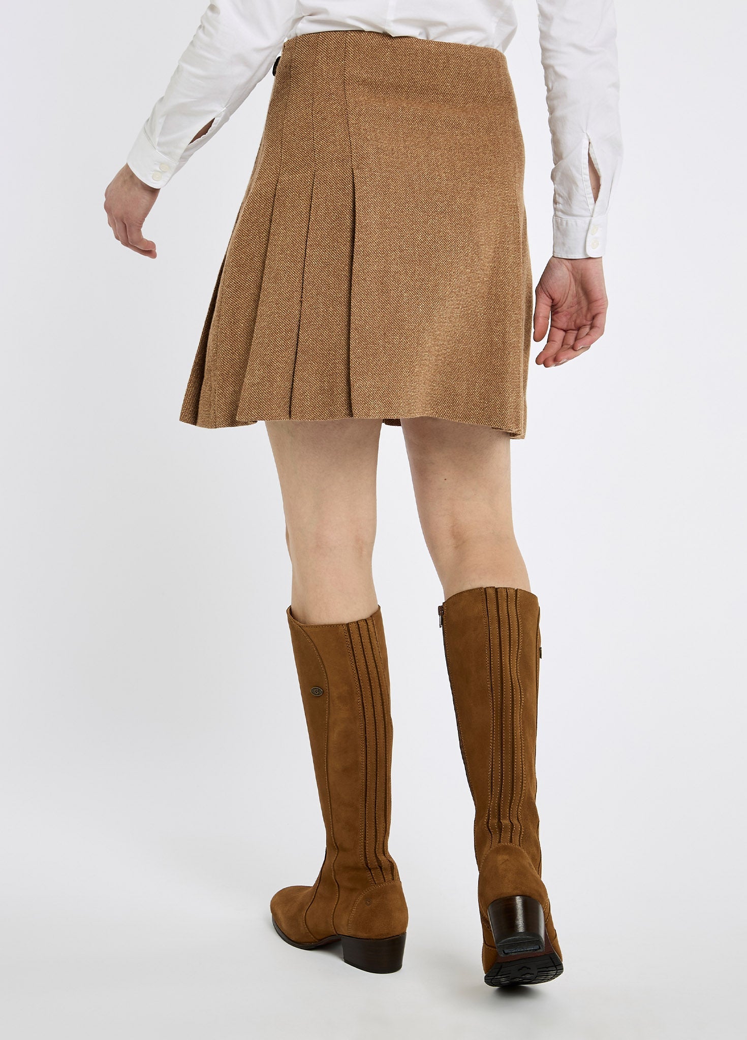 Hornbeam Tweed Faltenrock - Camel Twill