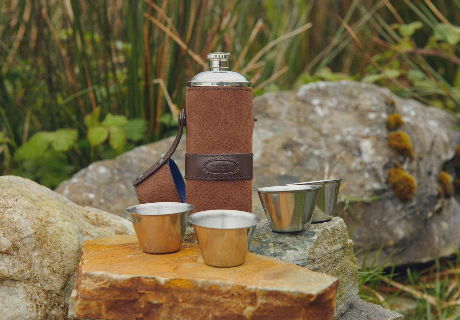 Jersey Flachmann aus Leder - Walnut