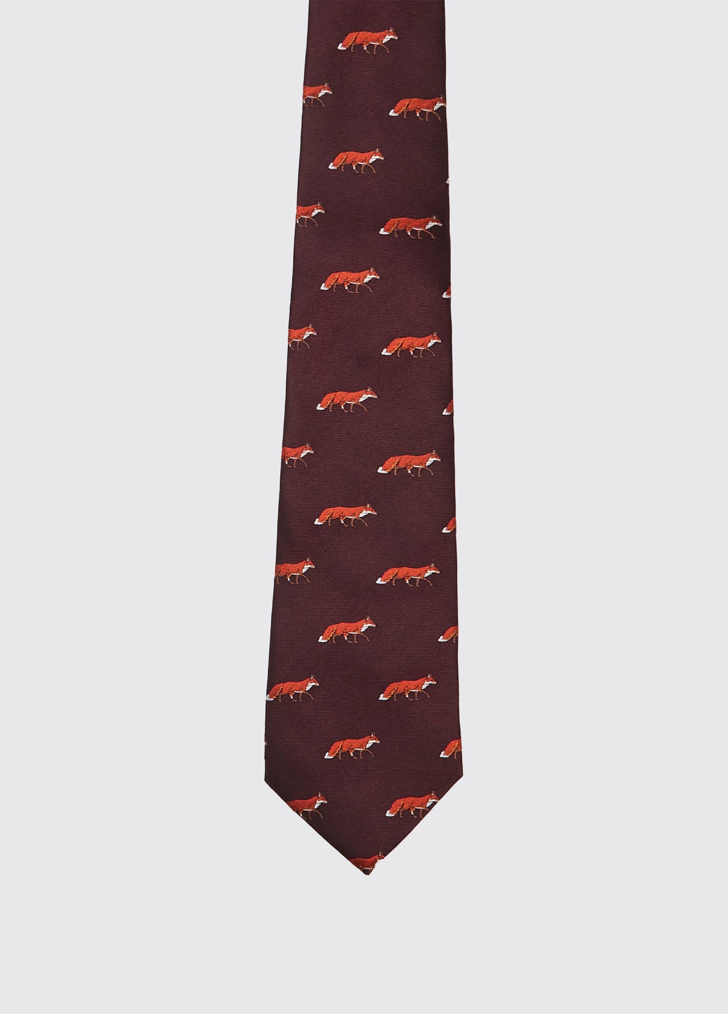 Kavanagh Seidenkravatte mit Fuchsmotif - Merlot