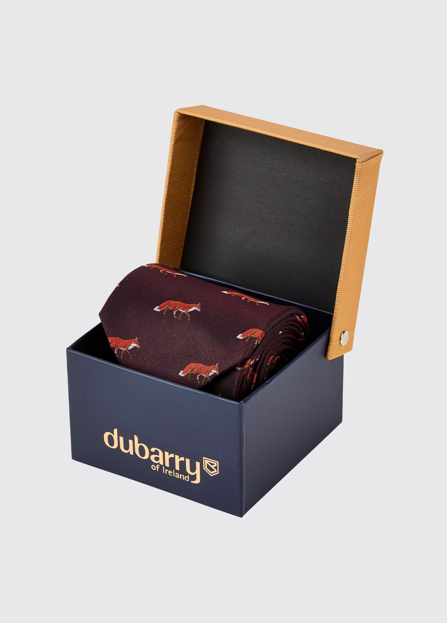 Kavanagh Seidenkravatte mit Fuchsmotif - Merlot