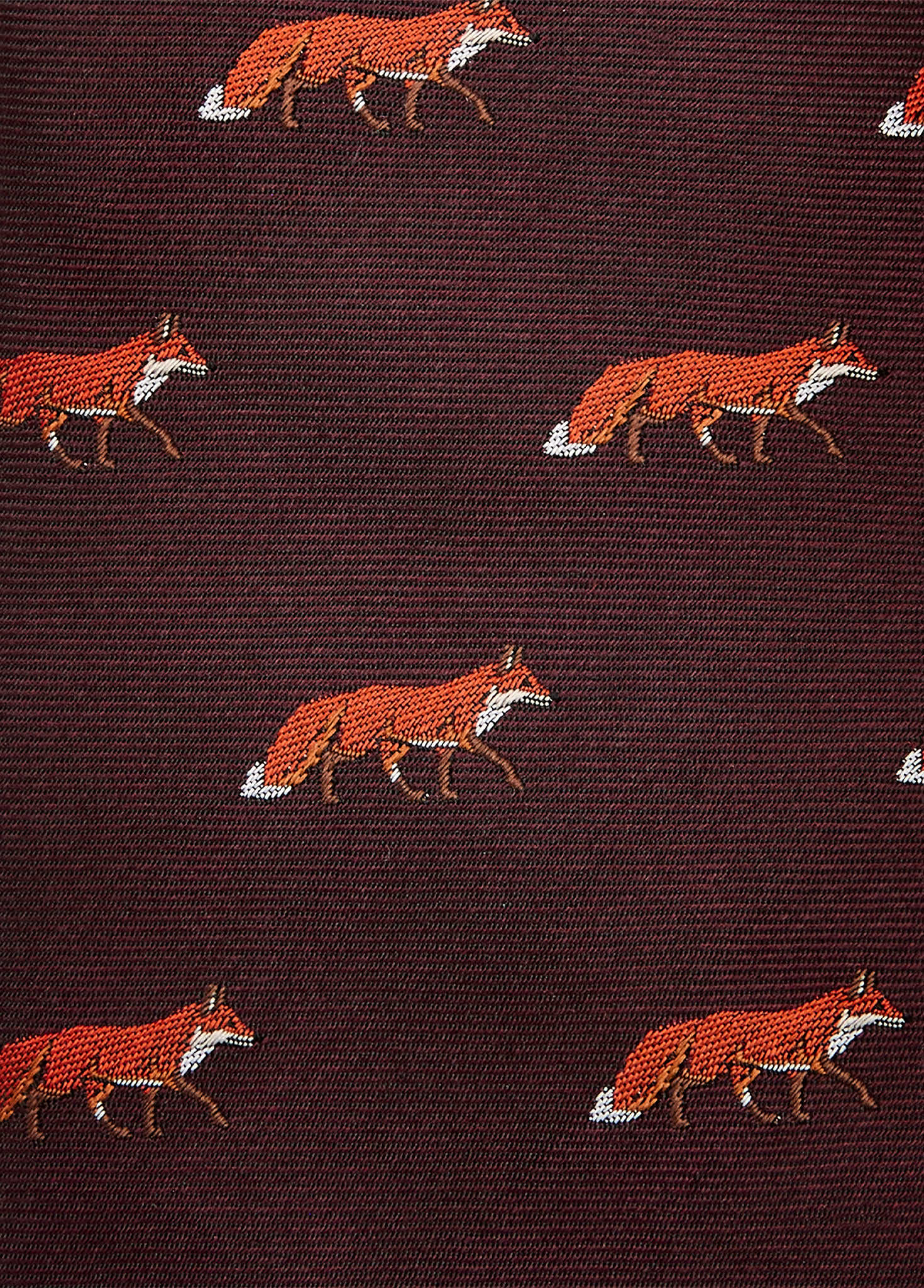 Kavanagh Seidenkravatte mit Fuchsmotif - Merlot