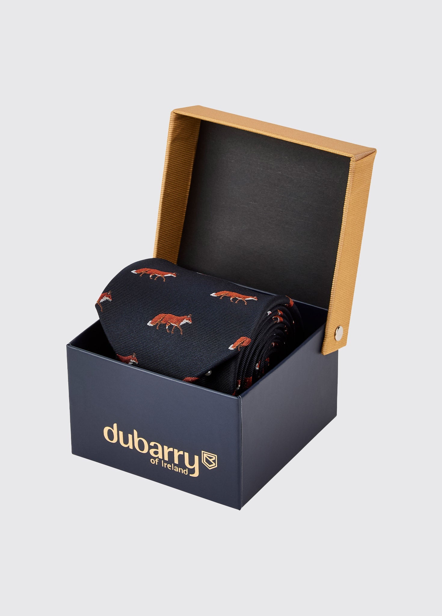 Kavanagh Seidenkravatte mit Fuchsmotif - Navy