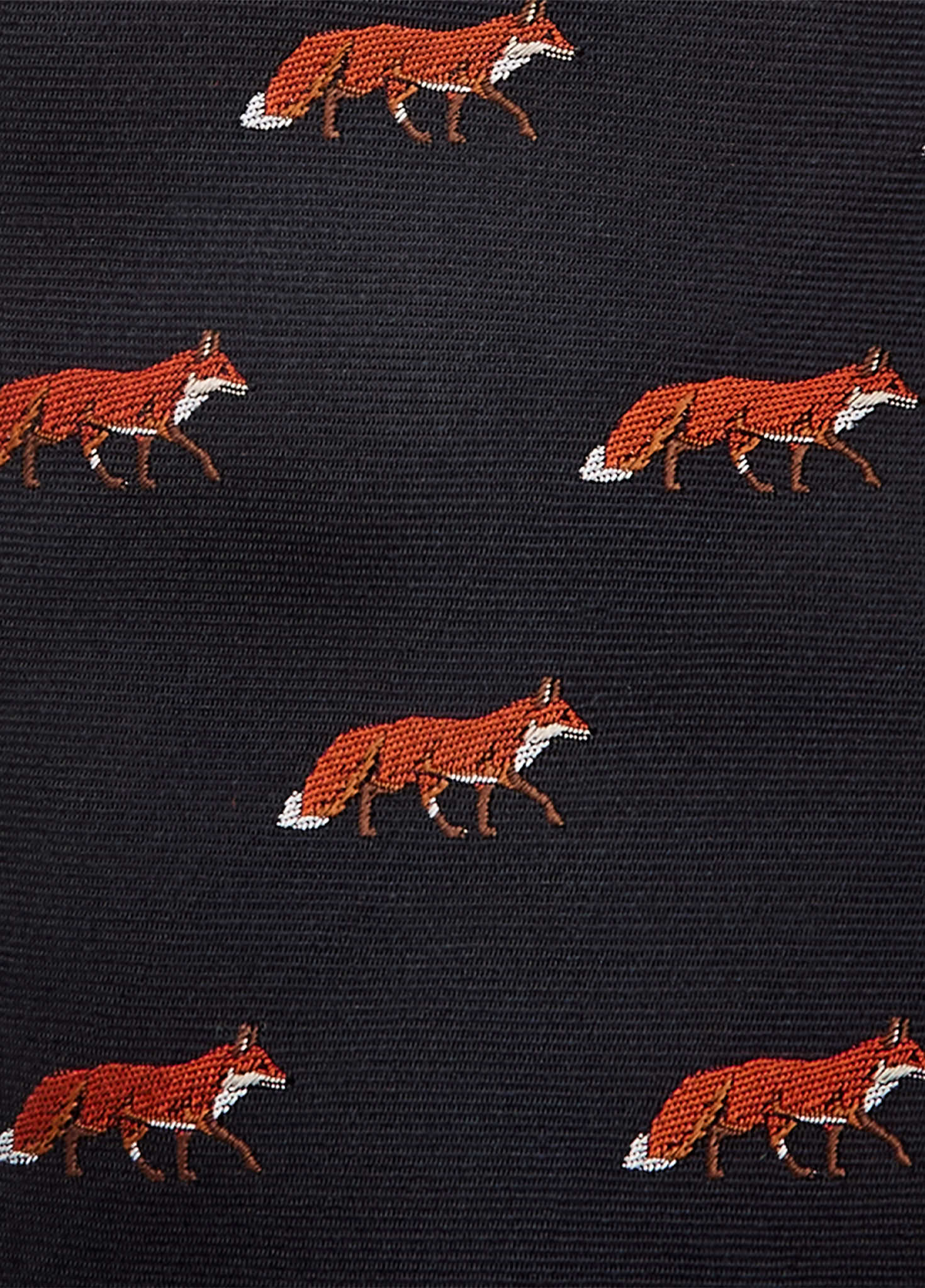 Kavanagh Seidenkravatte mit Fuchsmotif - Navy