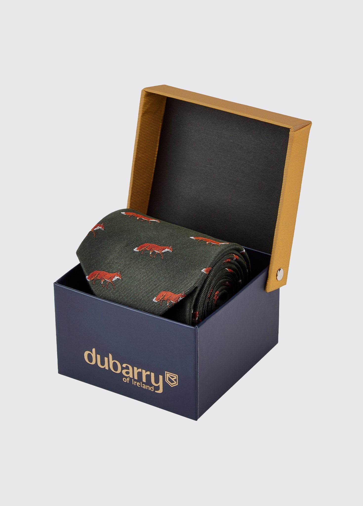 Kavanagh Seidenkravatte mit Fuchsmotif - Olive