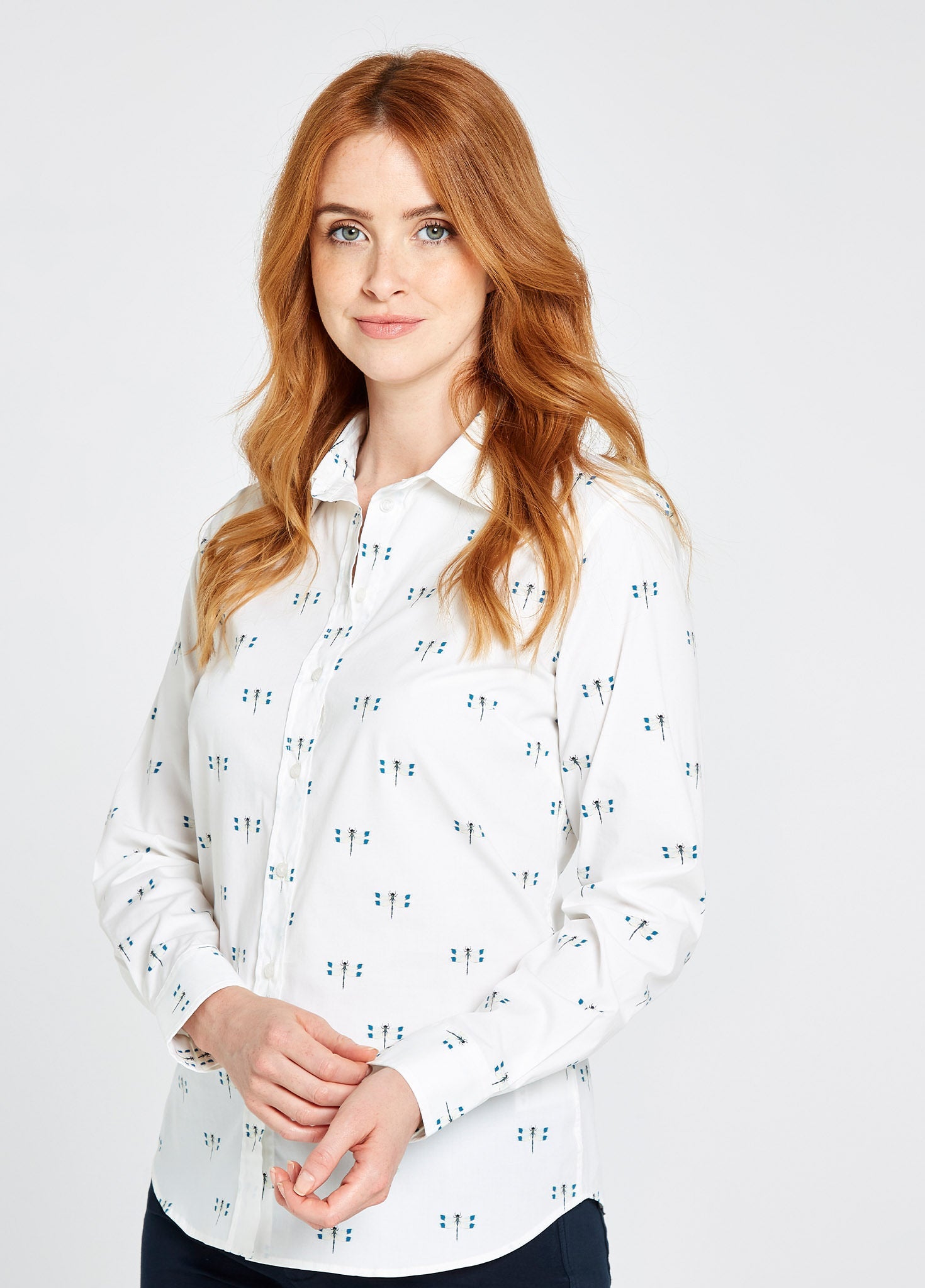 Meadow Bluse mit Libellenmotiv White