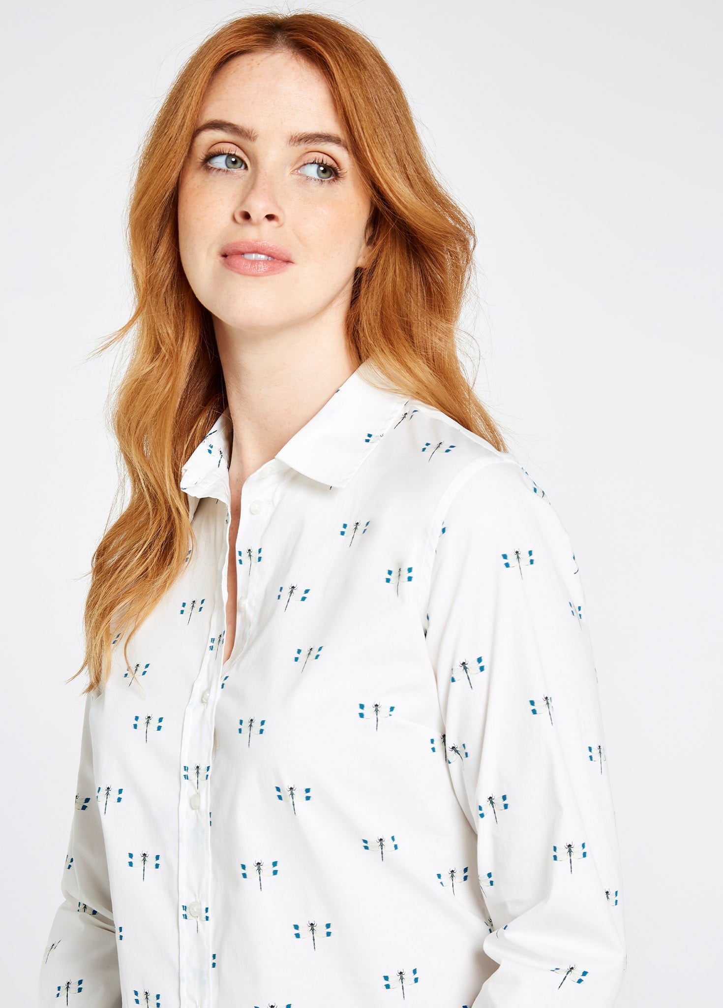 Meadow Bluse mit Libellenmotiv White