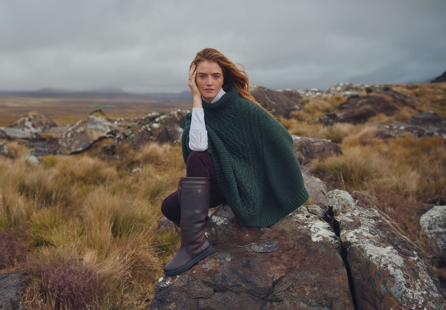Kilronan Merino Poncho - Olive