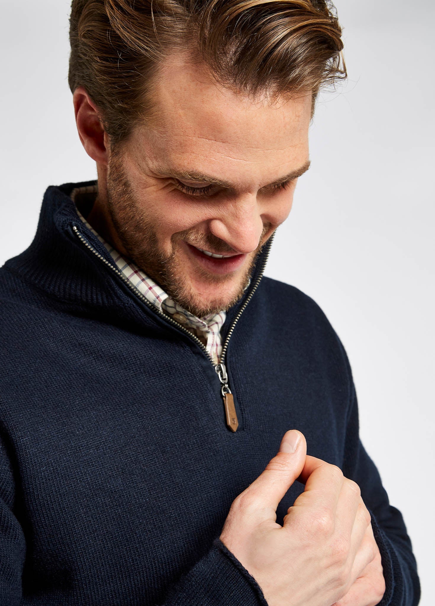 Feeney Herrenpullover mit Reißverschluss - Navy
