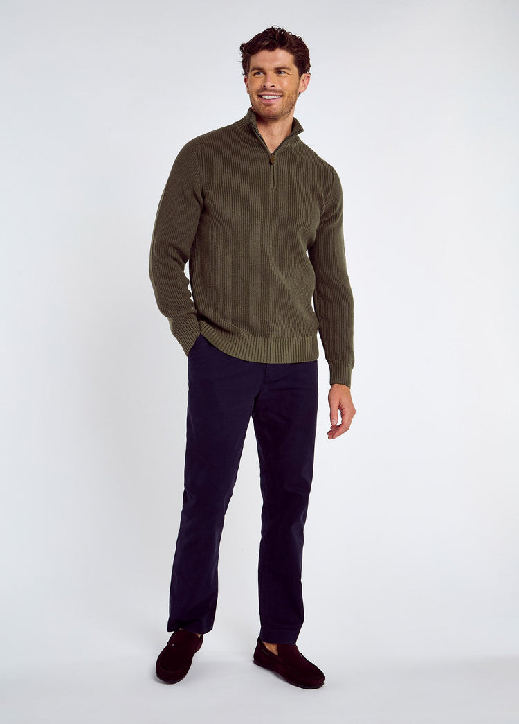 Portmarnock Fischerpullover mit Reißverschluss - Kelp