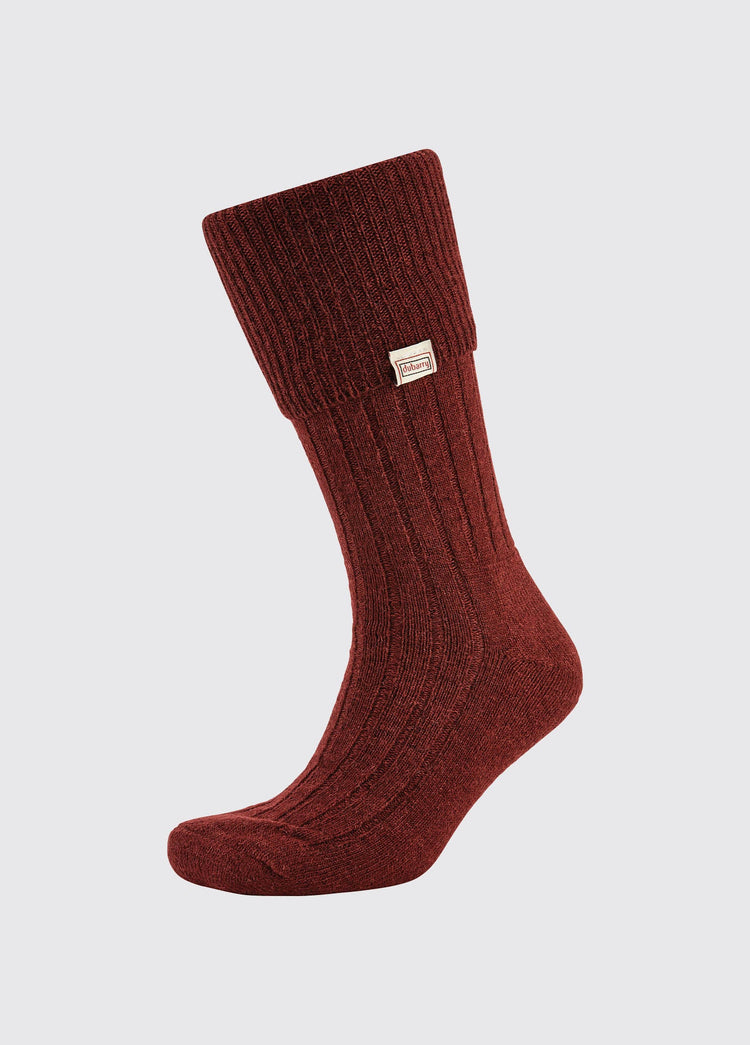 Alpaka knielange Socken - Malbec