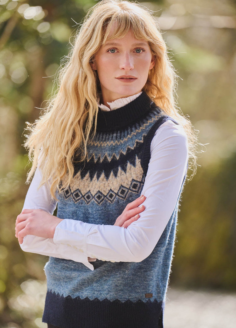 Doyle Strickweste - Navy Multi