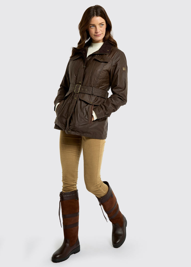 Gandon Damen Wachsjacke mit Gürtel - Café