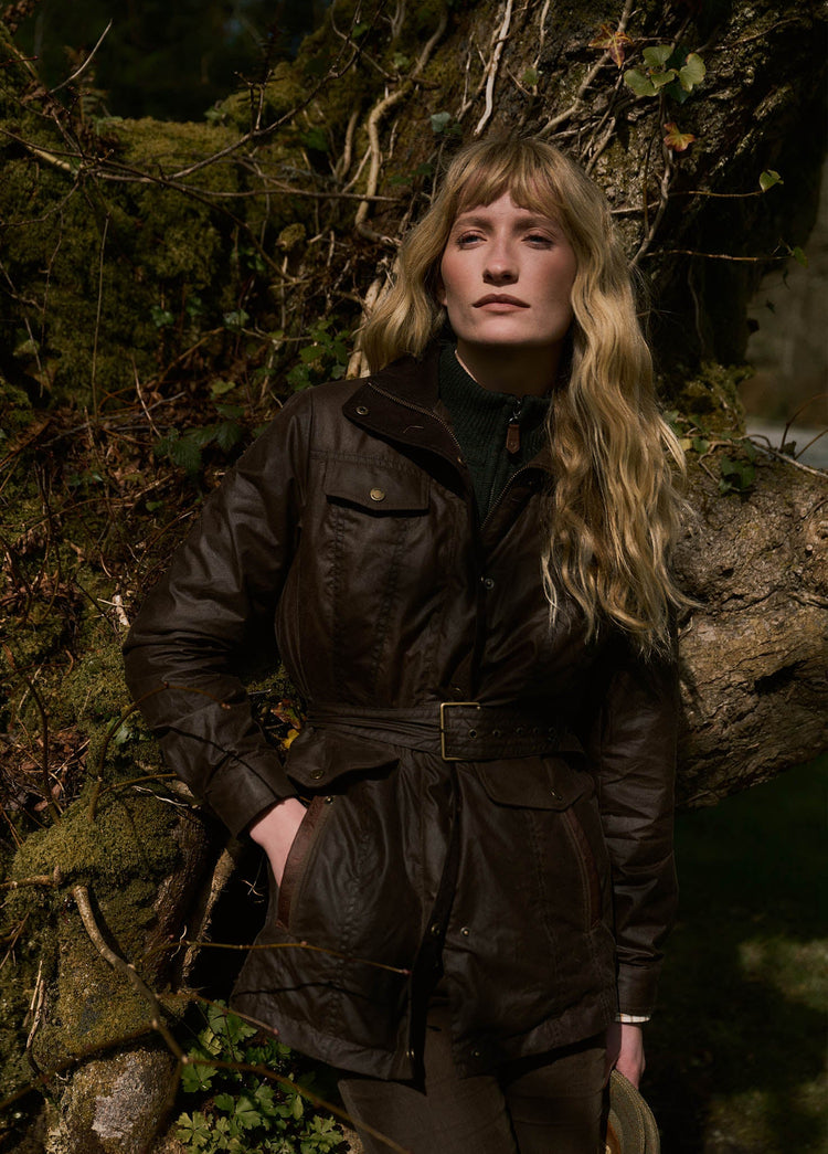 Gandon Damen Wachsjacke mit Gürtel - Café