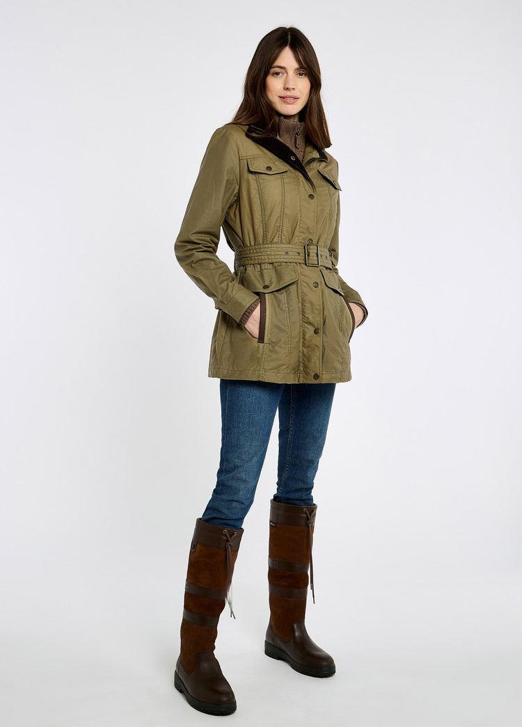 Gandon Damen Wachsjacke mit Gürtel - Golden Khaki