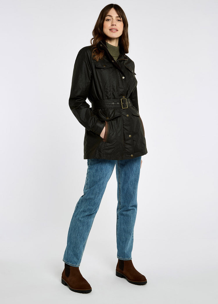 Gandon Damen Wachsjacke mit Gürtel - Verdigris