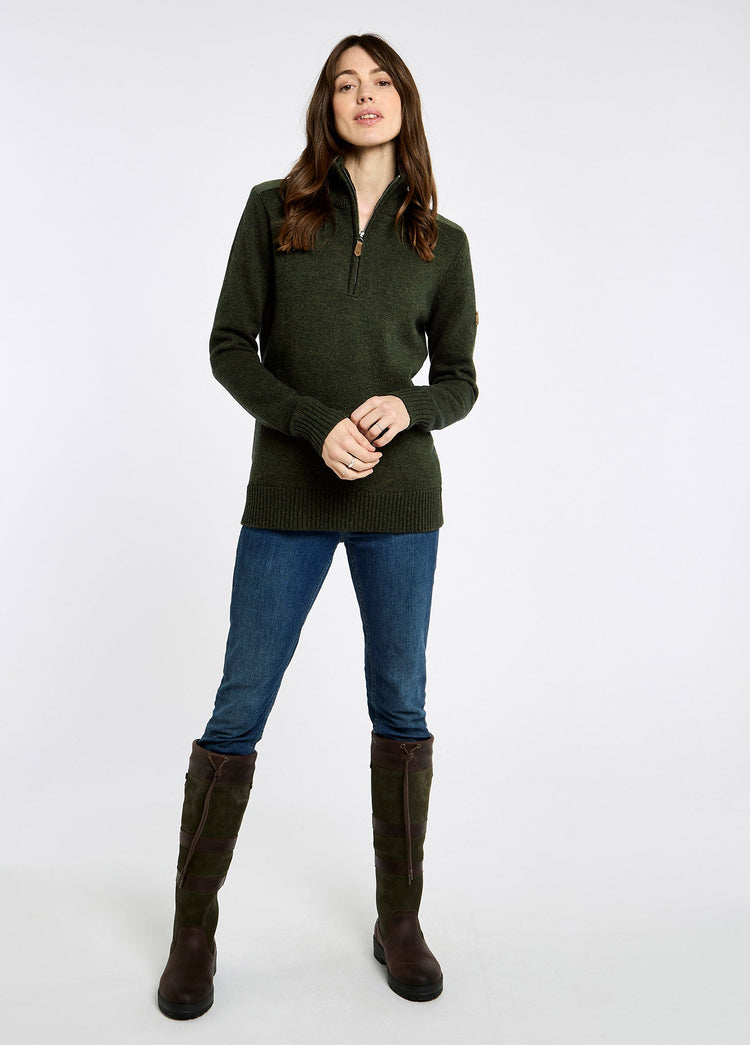 Hession Pullover mit Reißverschluss - Olive