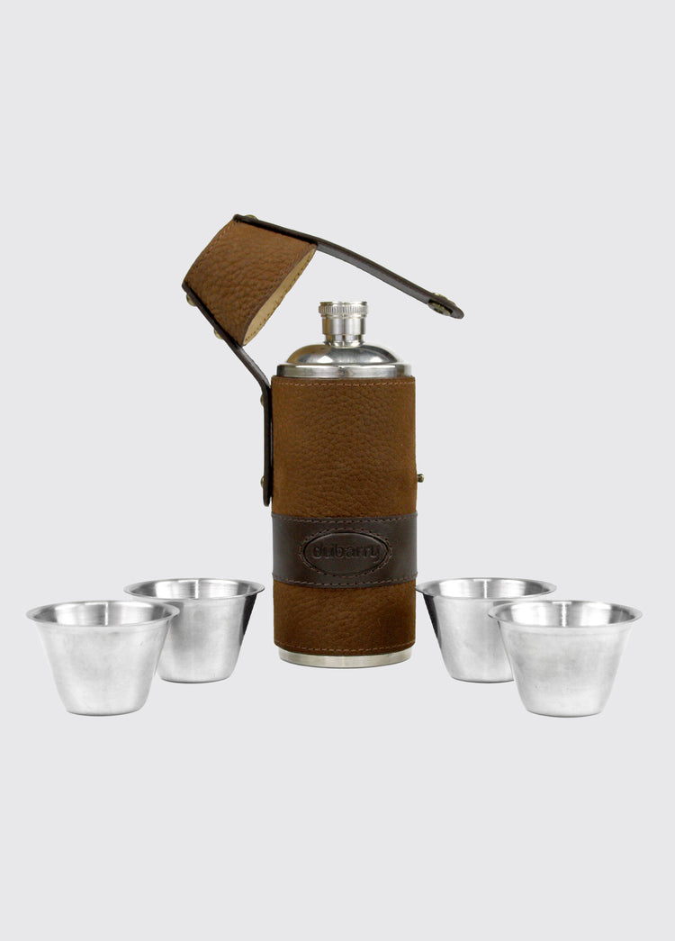 Jersey Flachmann aus Leder - Walnut