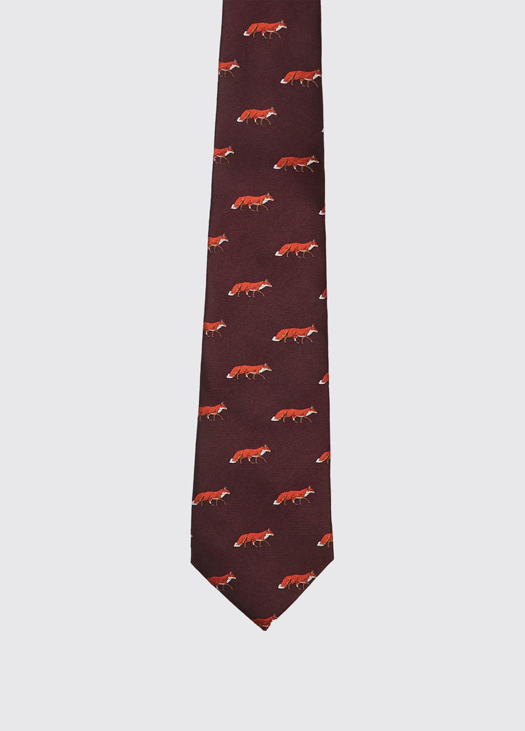 Kavanagh Seidenkravatte mit Fuchsmotif - Merlot