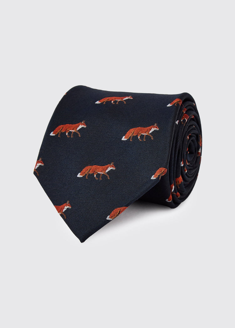 Kavanagh Seidenkravatte mit Fuchsmotif - Navy