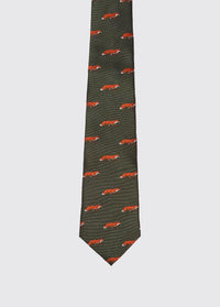 Kavanagh Seidenkravatte mit Fuchsmotif - Olive