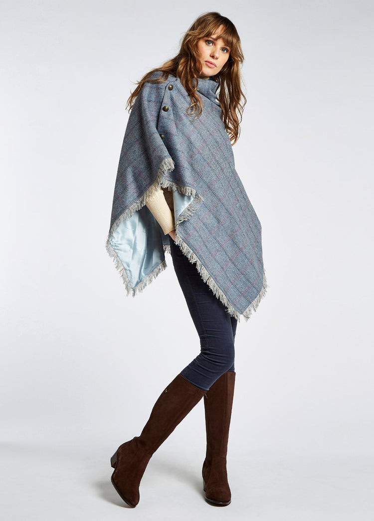 Hazelwood Tweedponcho - Denim Haze