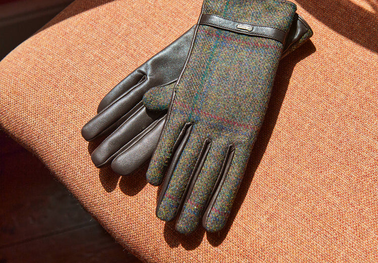 Ballycastle Tweed Lederhandschuhe - Hemlock