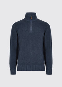 Portmarnock Fischerpullover mit Reißverschluss - Denim