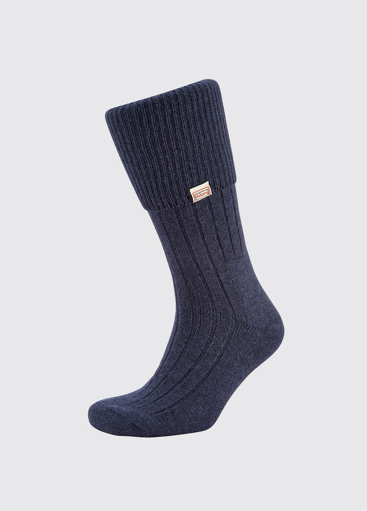 Alpaka knielange Socken - Navy