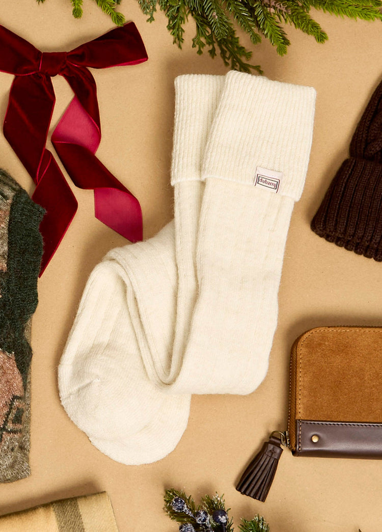 Alpaka knielange Socken - Cream